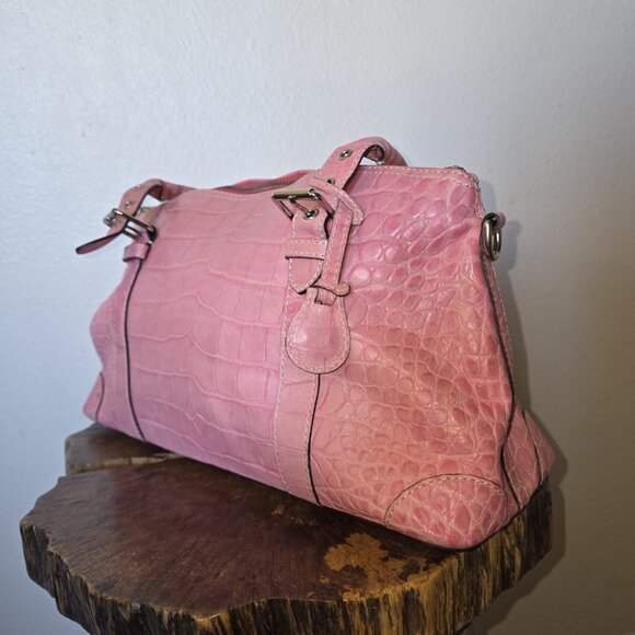 Dooney & Bourke Pink Croc Embossed Leather Satchel Nile Collection Vintage - Picture 12 of 16